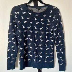 RW&CO. Navy Blue Sweater with White cats Pattern XS